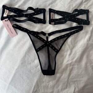 Agent Provocateur Black Strappy Thong and Garter Bands